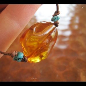 Baltic amber & turquoise necklace. OOAK